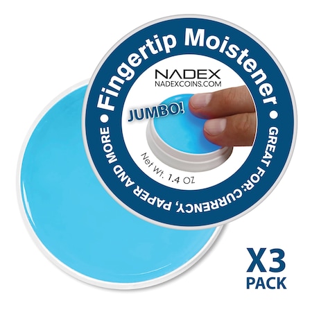 Nadex Coins Jumbo 1.41-Oz. Non-Slip Cash-Counting Fingertip Moistener Pads, 3PK NXTE-1745